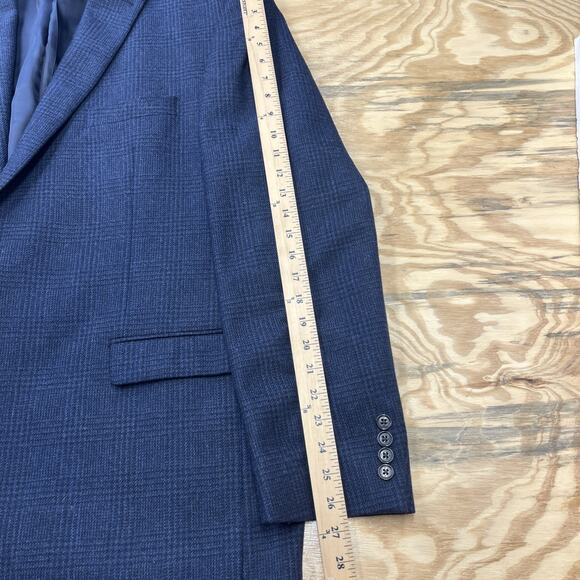 Lauren Ralph Lauren Windowpane Plaid Wool Sport Coat Blazer Men’s 50L Blue - Picture 16 of 16